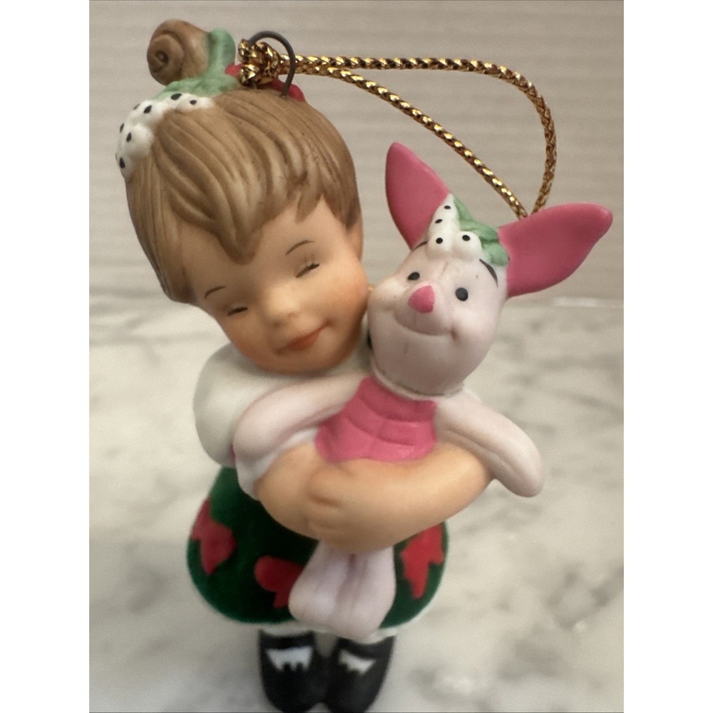 Ashton Drake Ornament Christmas Mistletoe Piglet Disney Vintage Flocked